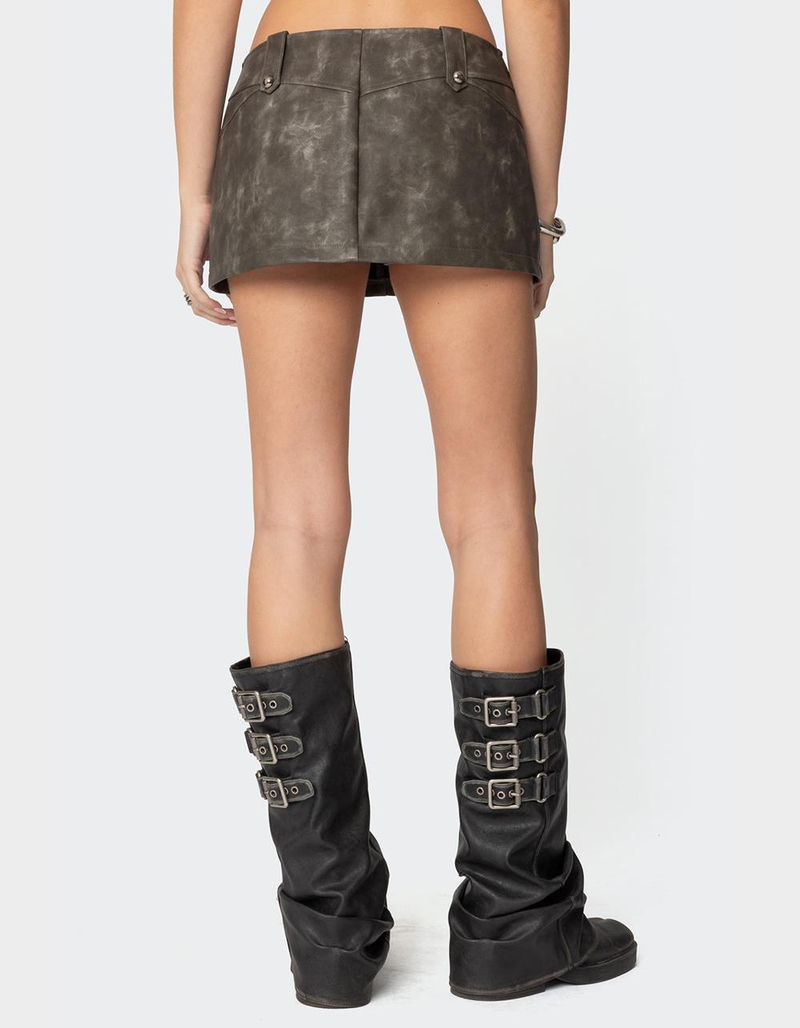 EDIKTED Bar Washed Faux Leather Mini Skort image number 3