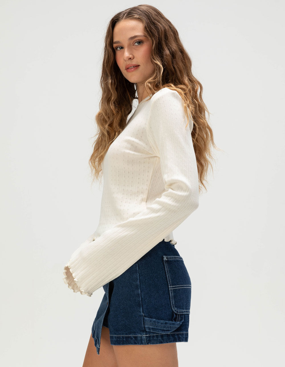 BRIXTON Dolly Slim Womens Long Sleeve Tee - OFF WHITE - S | Tillys