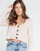 RSQ Wide Rib Womens Oatmeal Crop Cardigan image number 1
