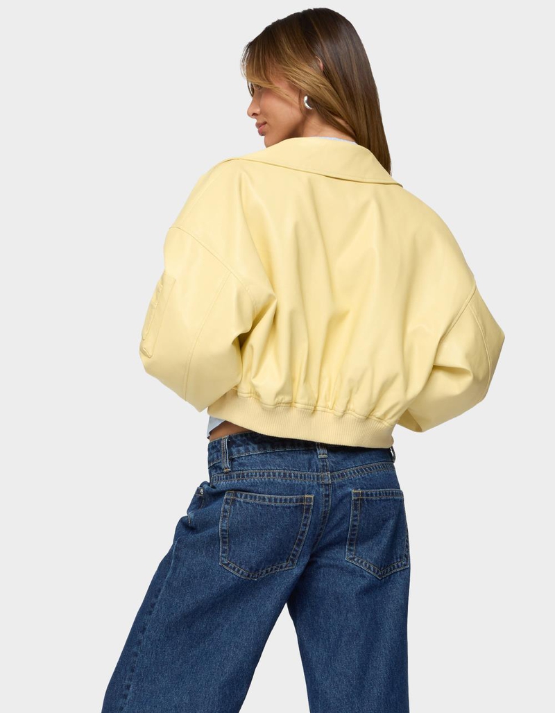 EDIKTED Zayna Cropped Faux Leather Bomber Jacket image number 2