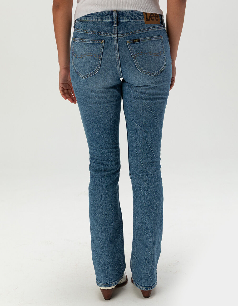 Lee Pantaloni Bootcut Donna Vita Media Senza Pieghe - Union-all Nero, Taglia 50 Corto, Tessuto Elastico, Tasche A Filetto