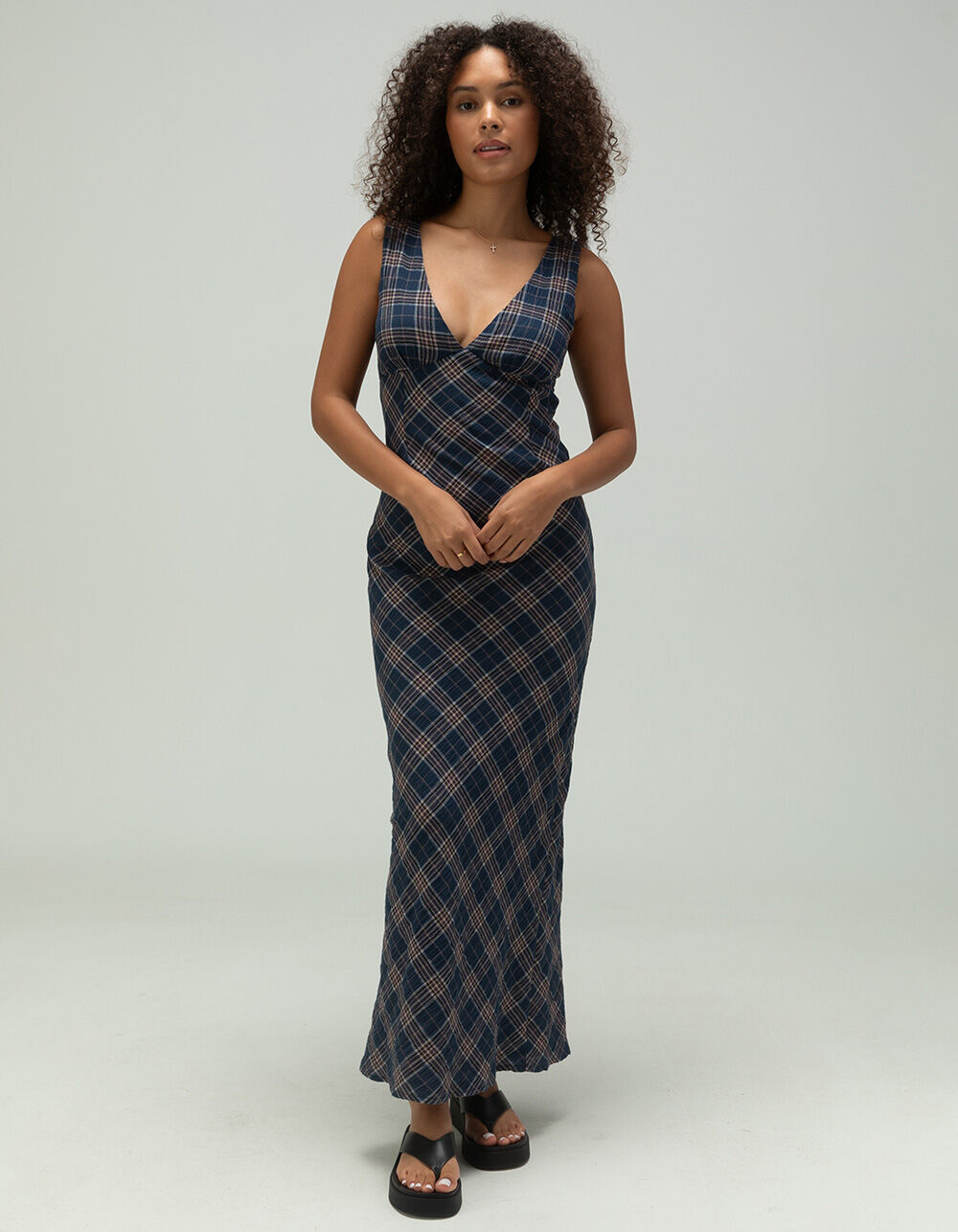 WEST OF MELROSE Plaid Womens Maxi Dress - BLUE COMBO | Tillys