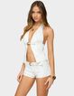 EDIKTED Ciel Split Front Denim Halter Top image number 5