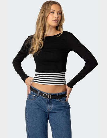EDIKTED Shania Layered Striped Top Primary Image