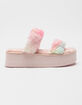 SODA Dual Strap Faux Fur Womens Flatform Sandals image number 2