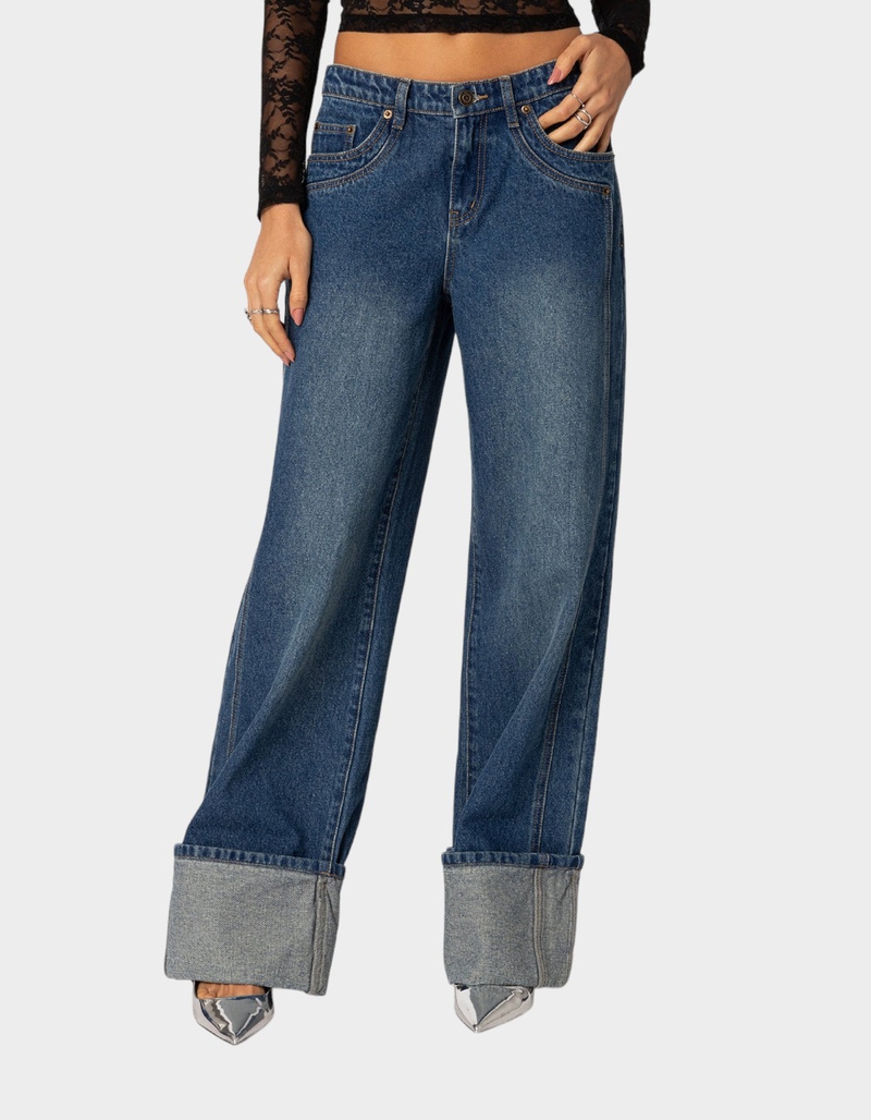 EDIKTED Vesper Cuffed Low Rise Jeans image number 0
