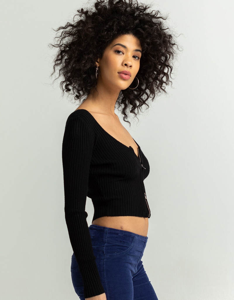 FULL TILT Scoop Zip Up Womens Sweater image number 1