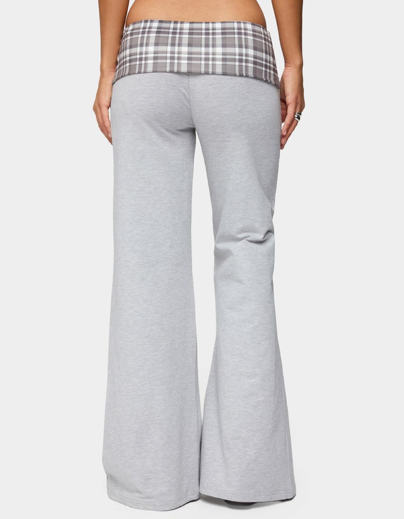 EDIKTED Kimmy Plaid Foldover Waist Pants image number 1