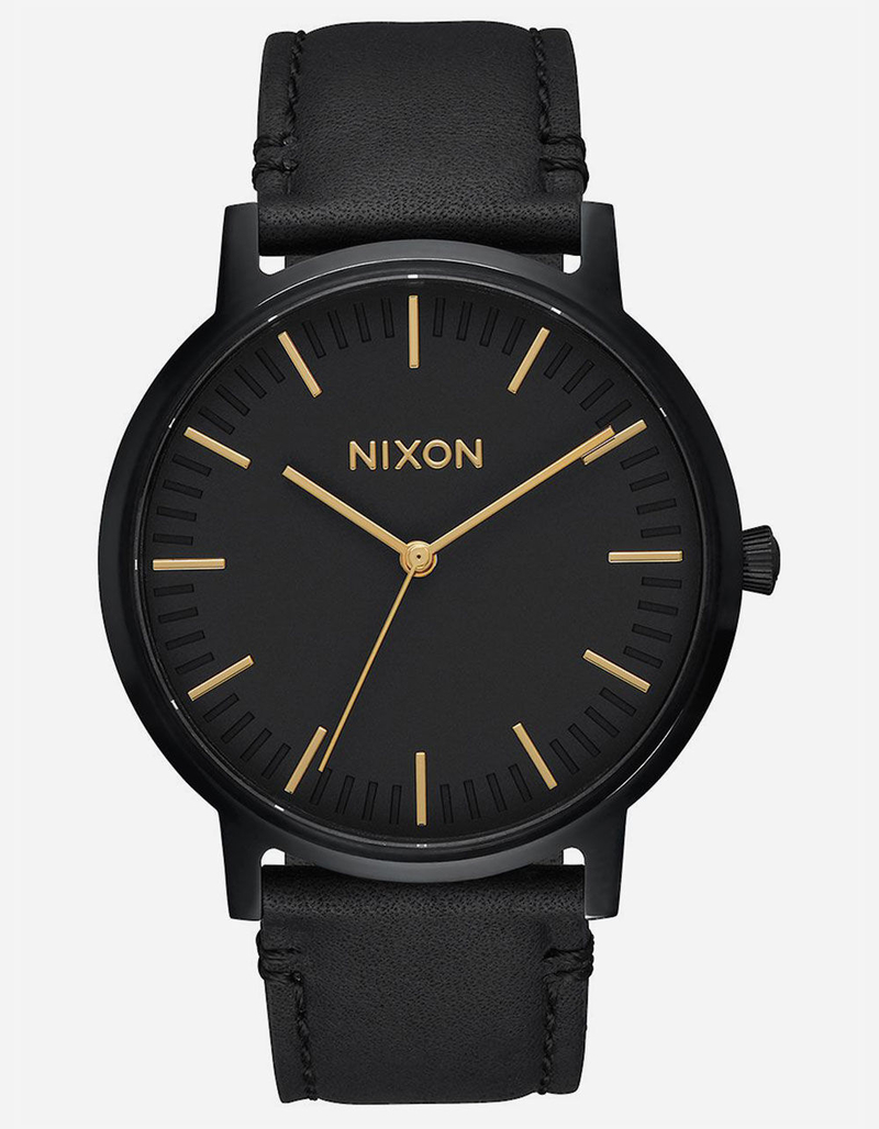 NIXON Porter Leather Black Watch image number 0