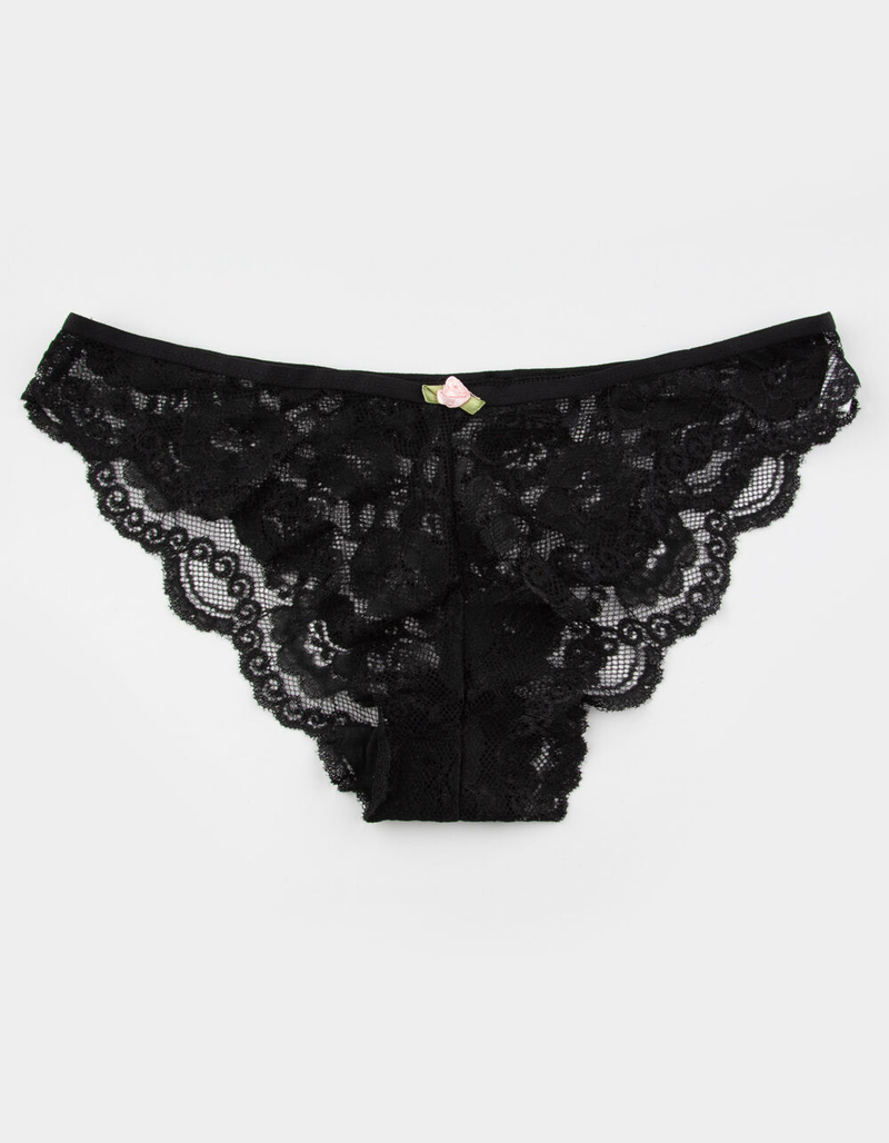 FULL TILT Lace Rose Bow Black Panties image number 0