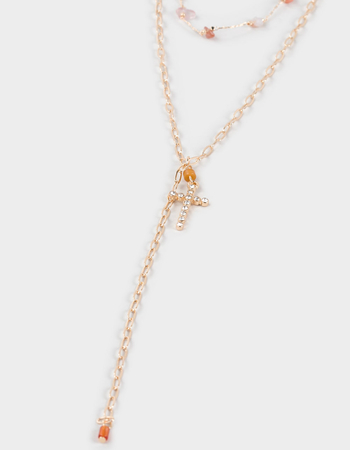 FULL TILT Layered Cross/Crystal Y Necklace Alternative Image