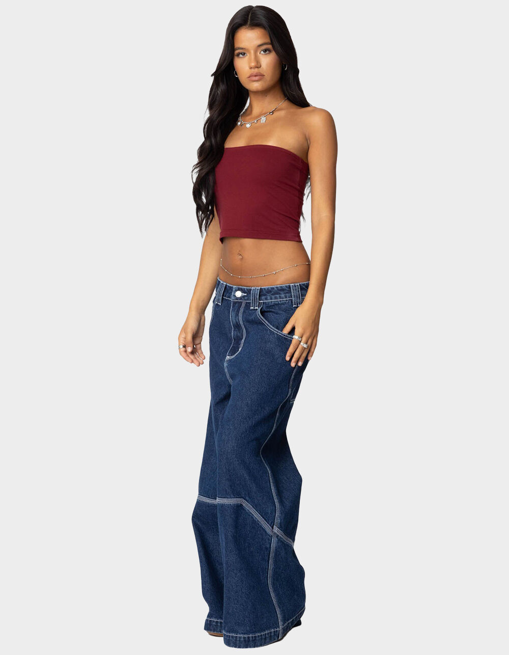 EDIKTED Basic Tube Top - DK RED | Tillys