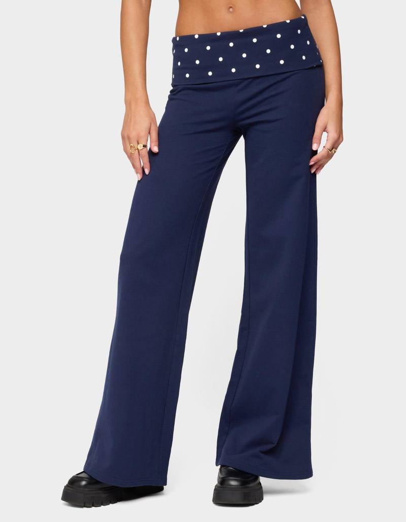 EDIKTED Reeva Polka Dot Fold Over Pants image number 0