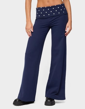 EDIKTED Reeva Polka Dot Fold Over Pants Primary Image