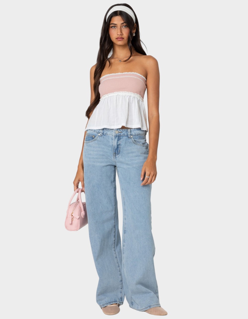 EDIKTED Rena Ribbed Peplum Tube Top image number 1