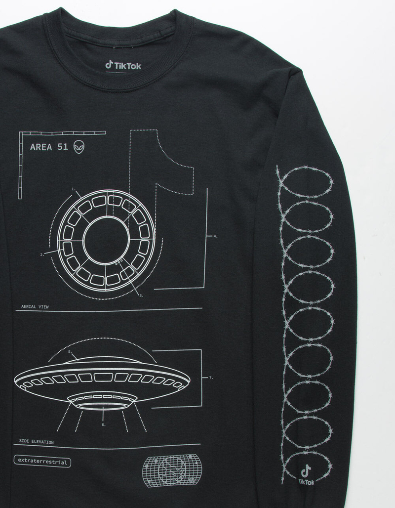 TikTok x Tillys Area 51 UFO Blueprint Mens T-Shirt image number 3