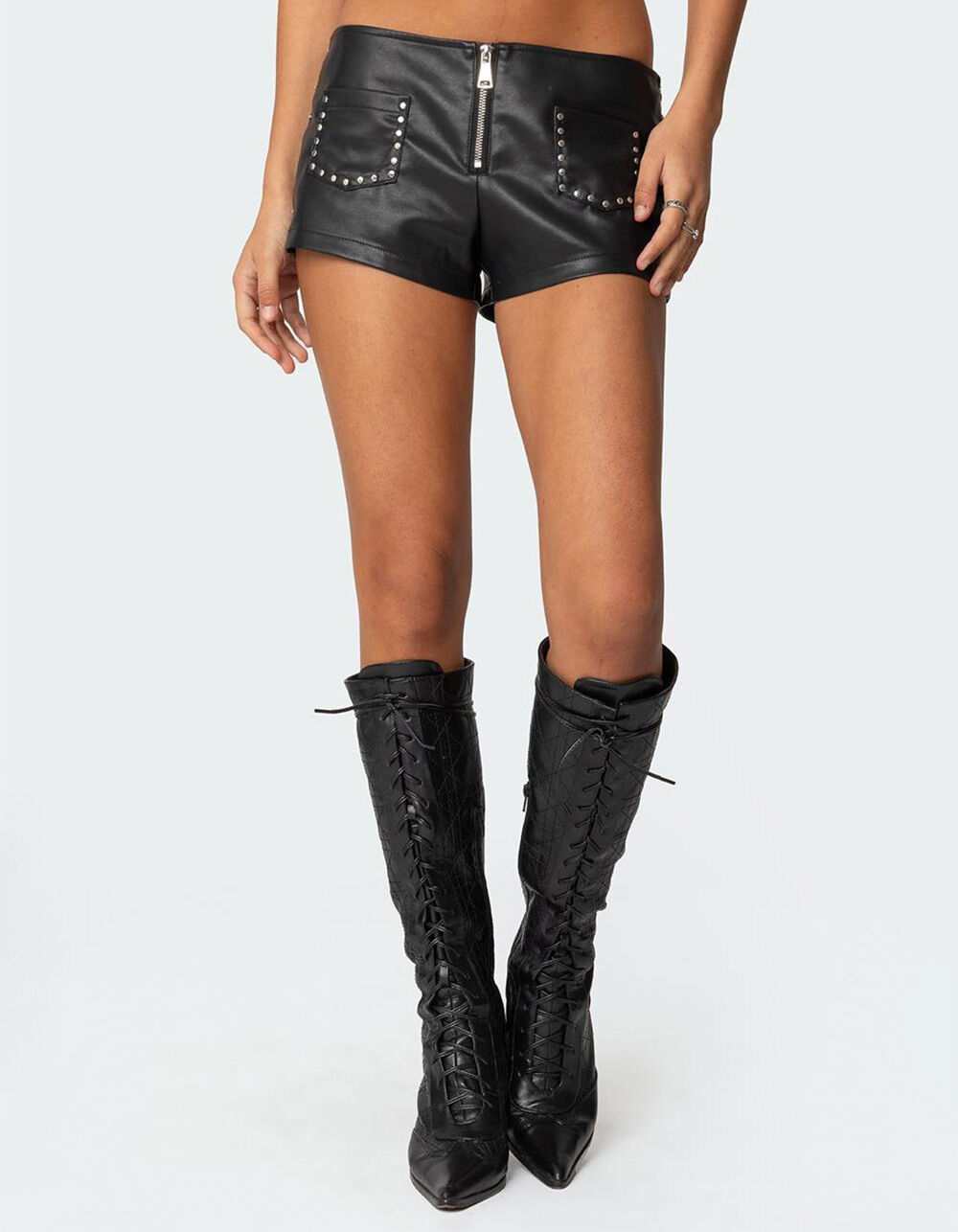 EDIKTED Studded Faux Leather Micro Shorts - BLACK - S | Tillys EDIKTED Studded Faux Leather Micro Shorts - BLACK - S | Tillys