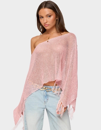 EDIKTED Sequin Fringe Knit Poncho Primary Image