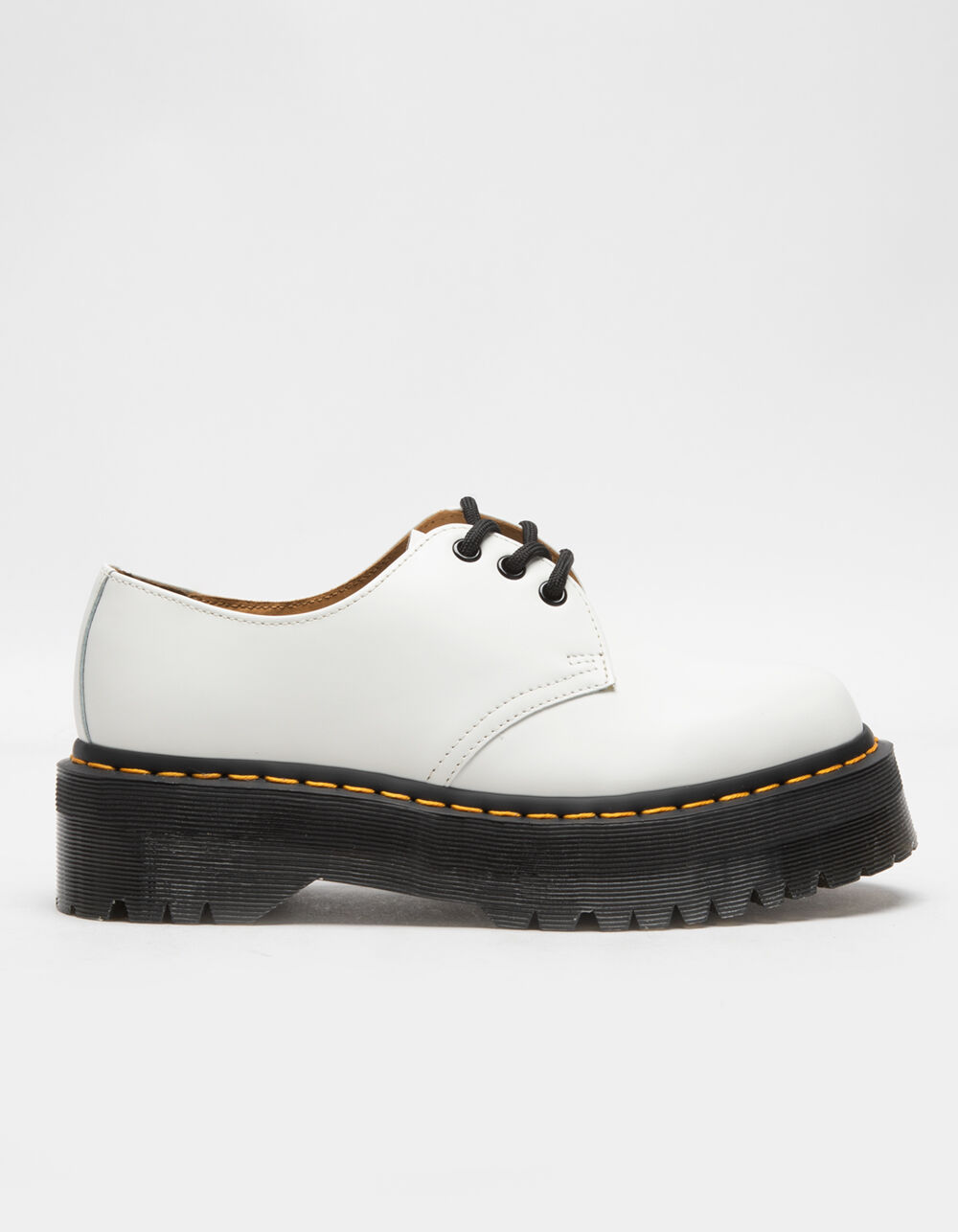 DR. MARTENS 1461 Quad Smooth Leather Womens Platform Shoes - WHITE
