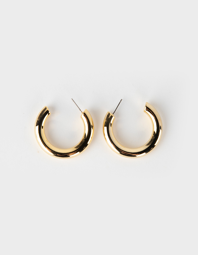 SECRET BOX NEW YORK 14K Gold Dipped Thick Tube Hoop Earrings image number 0