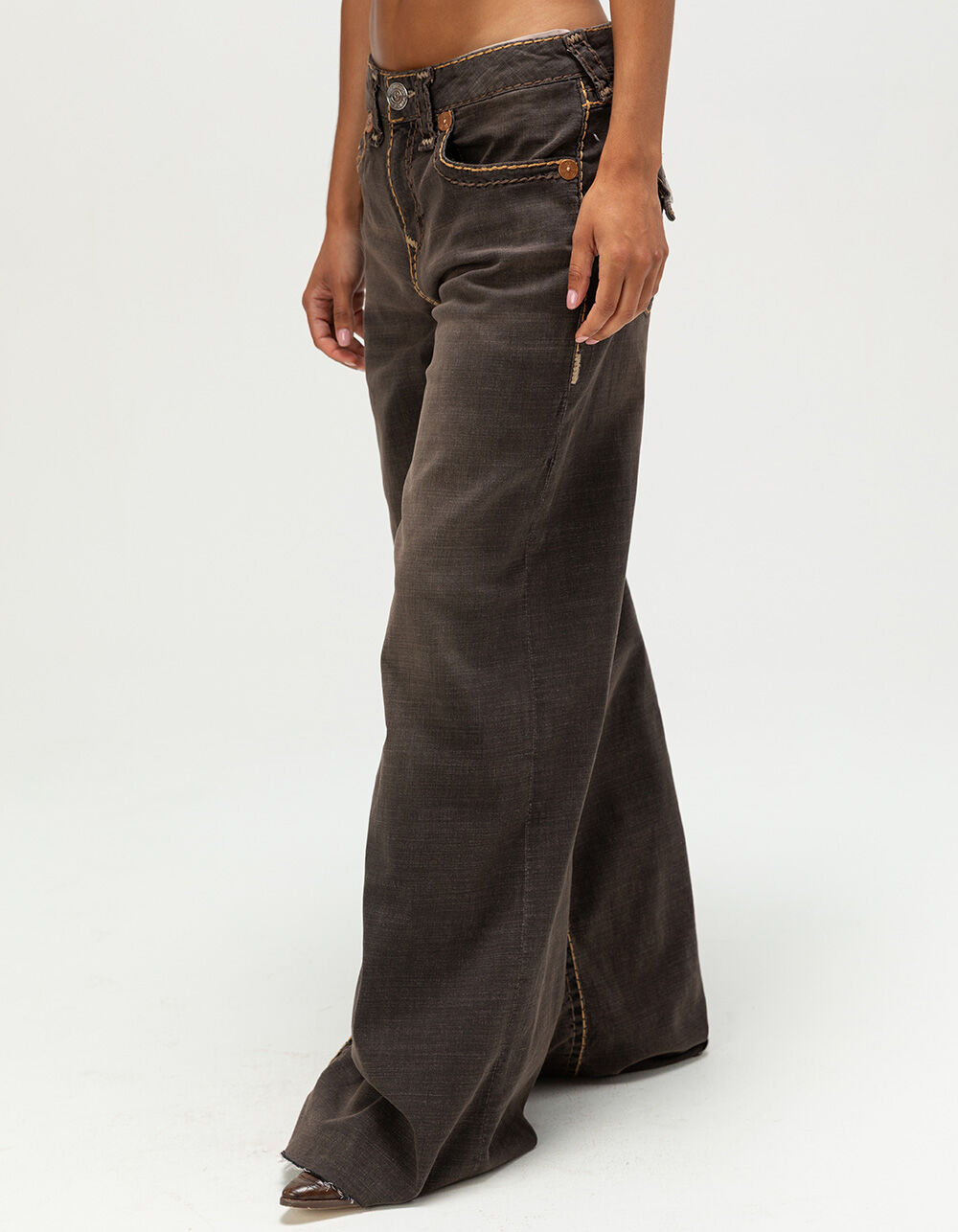 TRUE RELIGION 茶色カーキ系デニム ROCCO BIG T SKINNY JEAN 32”