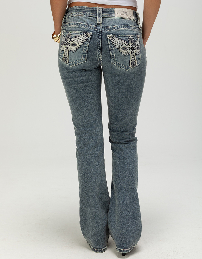 MISS ME Cross Wing Womens Mid Rise Bootcut Jeans image number 1