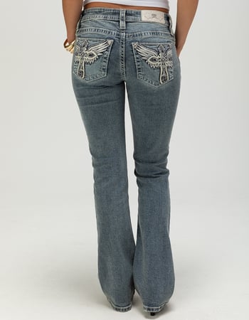 MISS ME Cross Wing Womens Mid Rise Bootcut Jeans Alternative Image