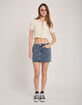 PLAYBOY Rhinestone Raw Hem Womens Denim Skirt image number 1