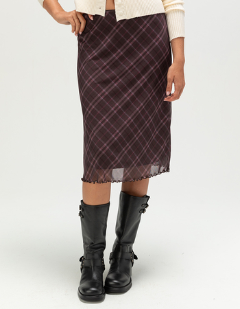 FULL TILT Low Rise Plaid Womens Mesh Midi Skirt Alternative Image