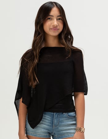 FULL TILT Girls Crop Poncho Primary Image
