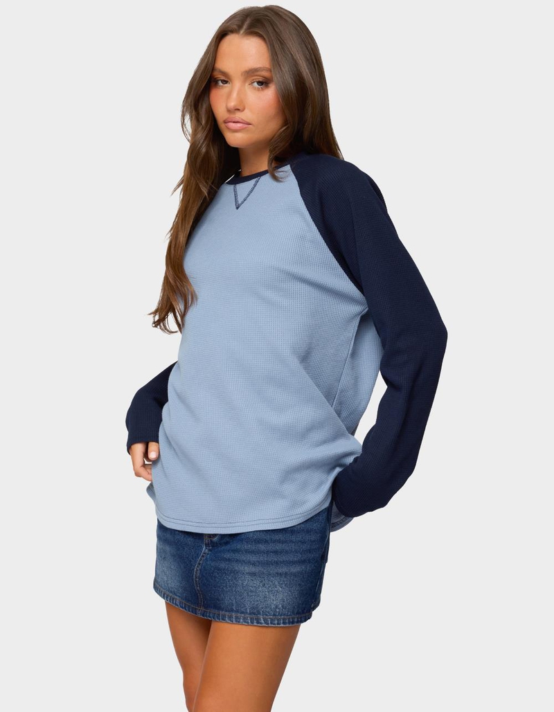 EDIKTED Me Time Oversized Waffle Top image number 1