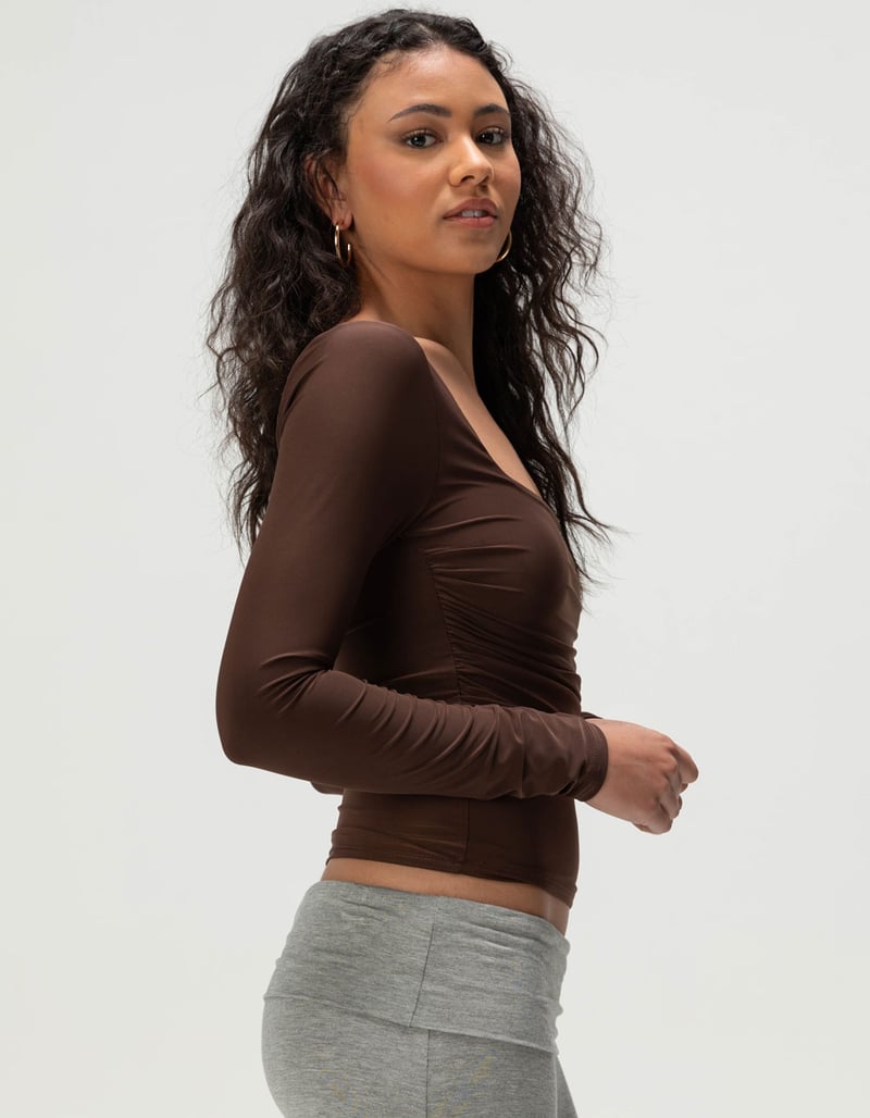 TILLYS Square Neck Cinch Womens Long Sleeve Top image number 2