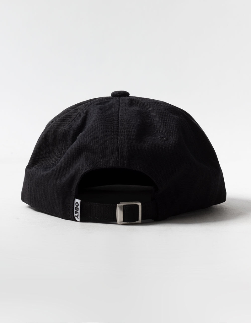 OBEY Bold Washed Canvas Mens Black Strapback Hat image number 1