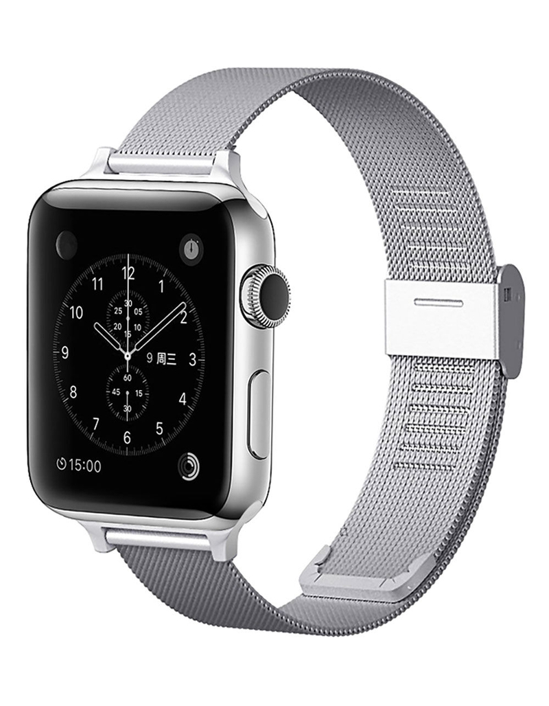 ELEMENT WORKS 42mm Milanese Loop Silver Apple Watch Wristband image number 1