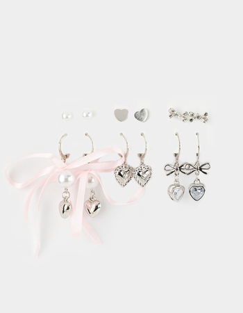 FULL TILT 6 Pack Bow/Heart Hoop Earring Set Primary Image