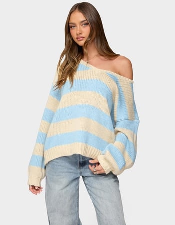 EDIKTED Tracie Striped Oversized Sweater Primary Image