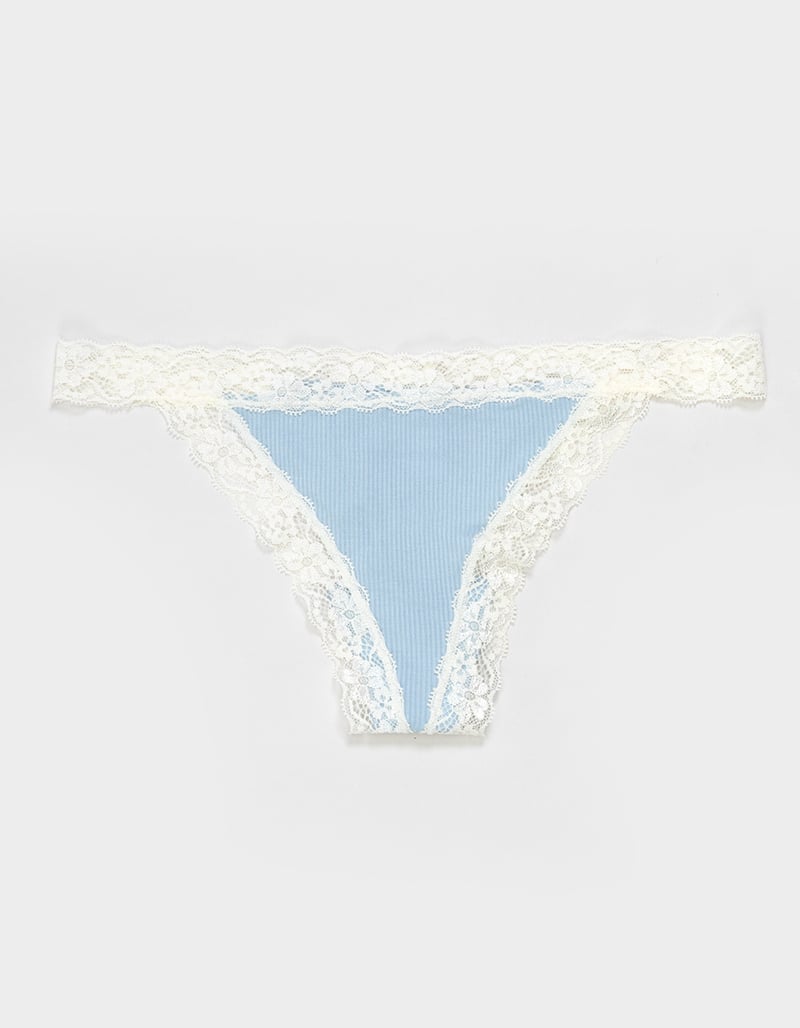 FULL TILT Rib Lace Trim Thong image number 0