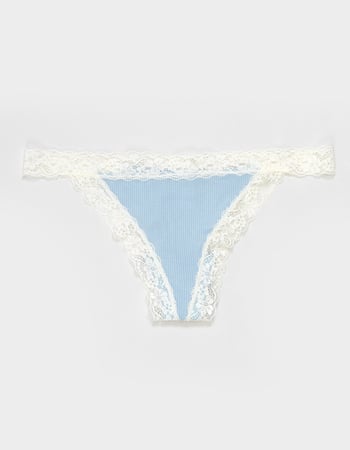 FULL TILT Rib Lace Trim Thong Primary Image
