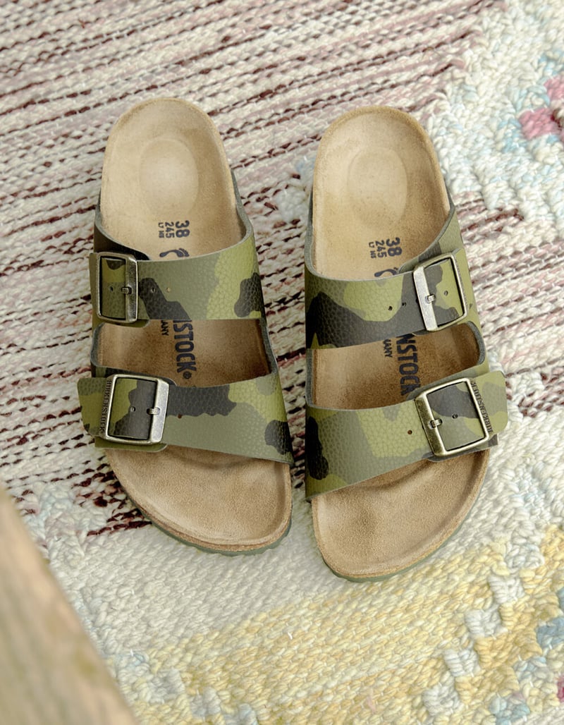 BIRKENSTOCK Arizona Womens Desert Soil Camo Green Slide Sandals image number 4