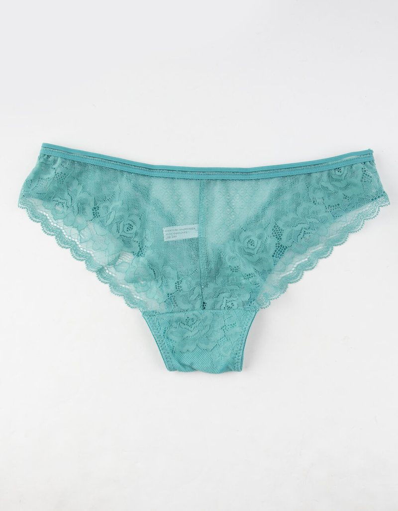 FULL TILT Flower Lace Teal Blue Bikini Panties image number 1