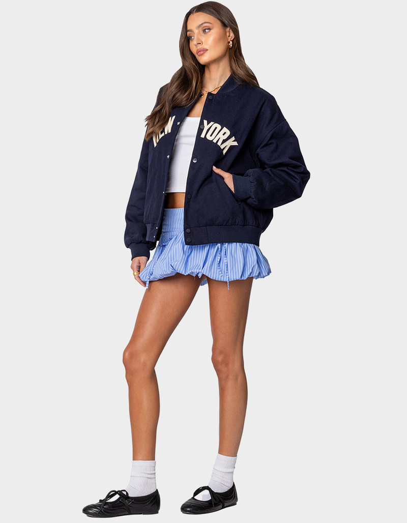 EDIKTED Big Apple Oversized Bomber Jacket image number 3