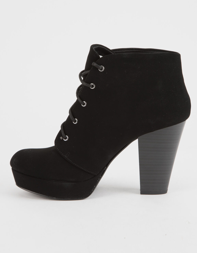 SODA Lace Up Black Womens Heeled Booties image number 2