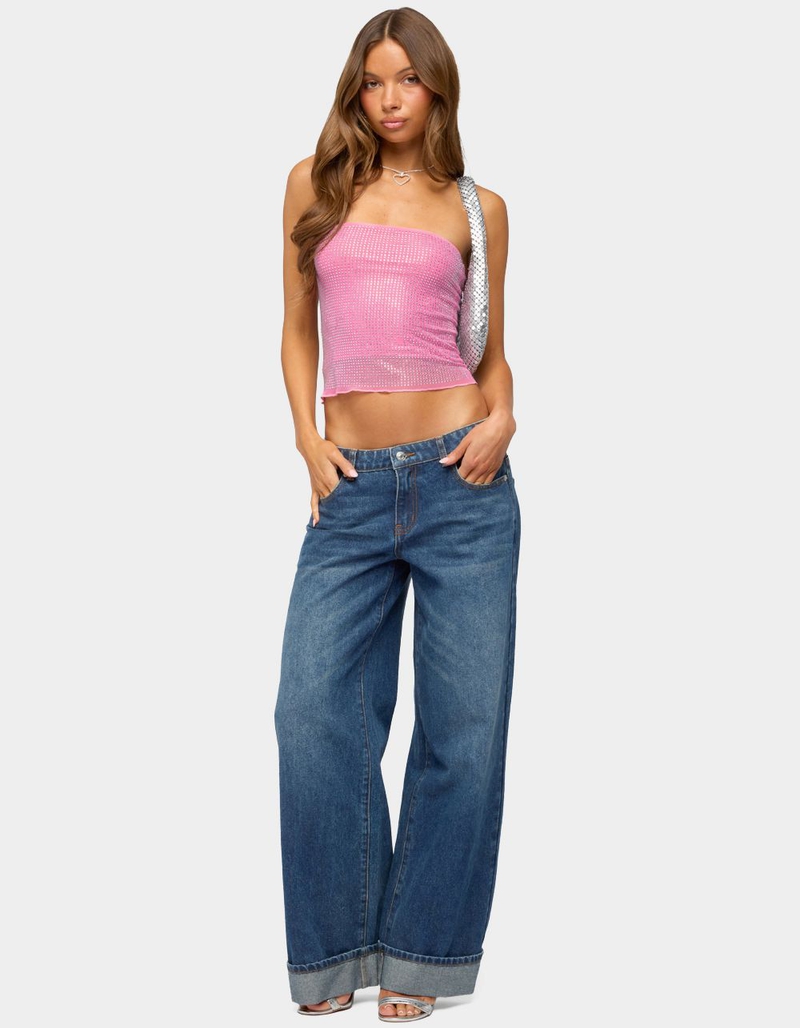EDIKTED Gatz Cuffed Low Rise Wide Leg Jeans image number 4