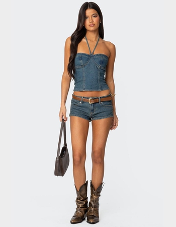 EDIKTED Jagger Low Rise Denim Shorts Alternative Image