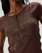 FULL TILT Tattoo Art Rhinestone Womens Henley Baby Tee image number 2
