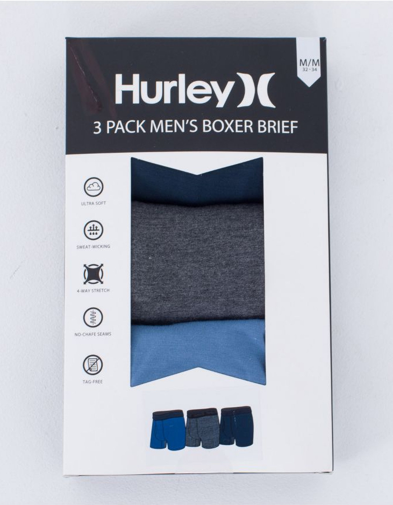 HURLEY Supersoft Mens Boxer Briefs 3 Pack image number 1