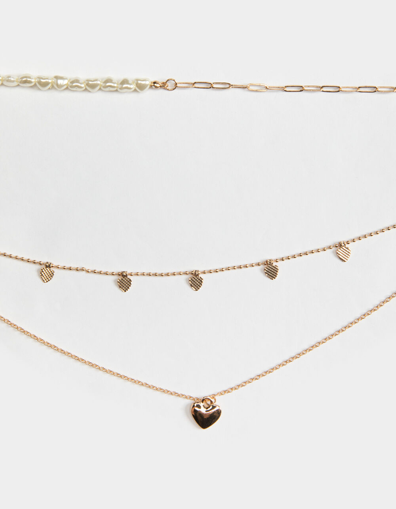 FULL TILT Layered Pearl Heart & Chain Necklaces image number 0