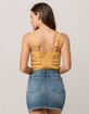 IVY & MAIN Stripe Button Front Mustard Womens Crop Tank image number 3