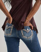 MISS ME Border Pocket Womens Mid Rise Bootcut Jeans image number 2