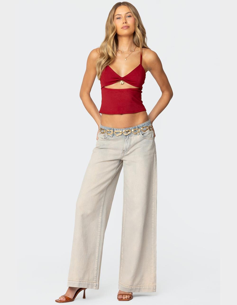 EDIKTED Rhiannon Washed Wide Leg Jeans image number 1